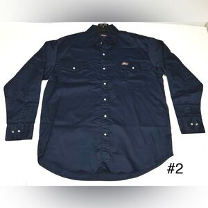 Dickies Navy Long Sleeve Snap Button Work Shirt - Medium - NWOT #2